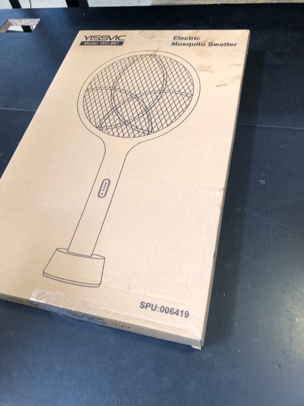 Photo 1 of YISSVIC Electric Fly Swatter 4000V Bug Zapper Racket Dual Modes Mosquito Killer with Purple Mosquito Light Rechargeable for Indoor Home Office Backyard Patio Camping