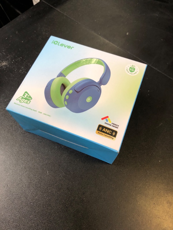 Photo 1 of iClever BTH20 Active Noise Cancelling Headphones for Kids, 60H Play Time,Type C Fast Charging, Safe Volume 80dBA, Bluetooth5.4, Award-Winning Kids Headphones Wireless for iPad Tablet Airplane, Blue