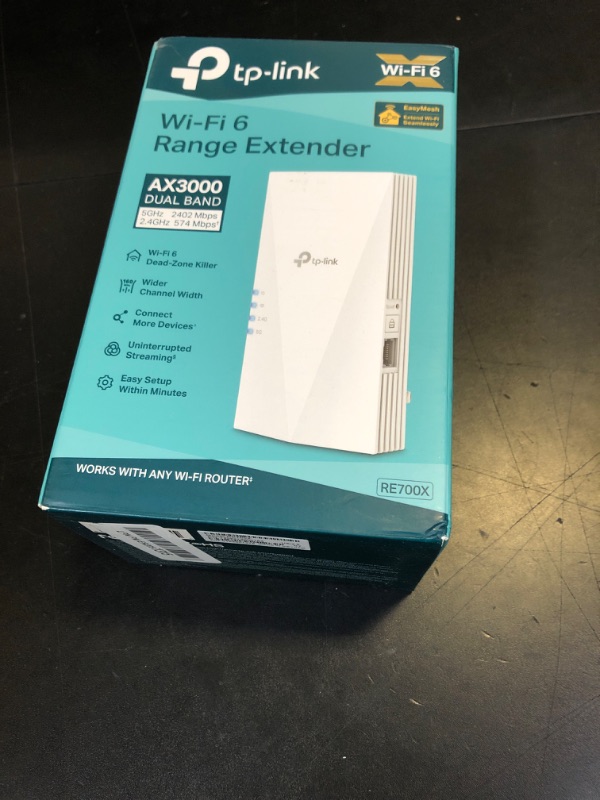Photo 1 of TP-Link AX3000 WiFi 6 Range Extender Internet Booster(RE700X), Dual Band, AP Mode w/Gigabit Port, OFDMA, Beamforming, APP Setup, OneMesh Compatible