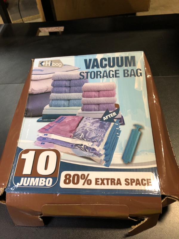 Photo 1 of 10 Jumbo Vacuum Storage Bags, Space Saver Bags Compression Storage Bags for Comforters and Blankets, Vacuum Sealer Bags for Clothes Storage, Hand Pump Included