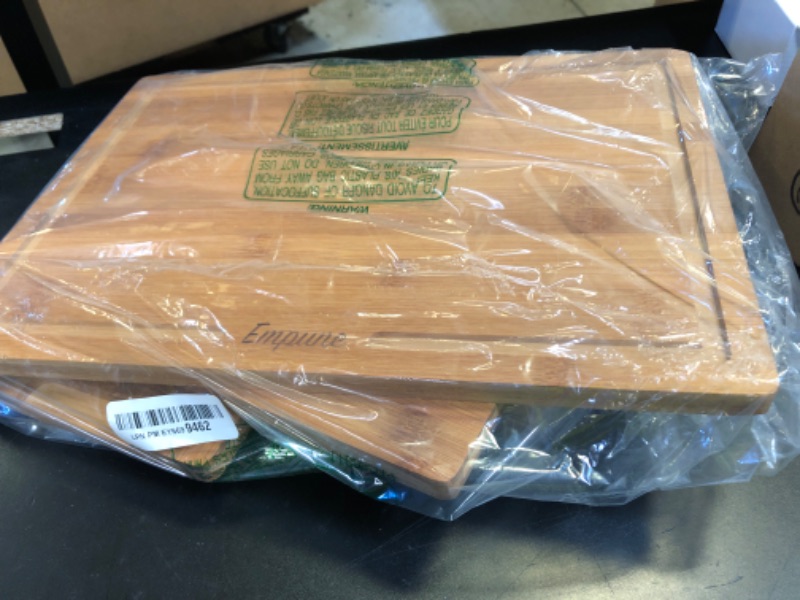 Photo 1 of Empune Bamboo Cutting Board Set, Wood Cutting Boards for Kitchen with Holder Wooden Chopping Board for Meal Prep & Serving, Brown