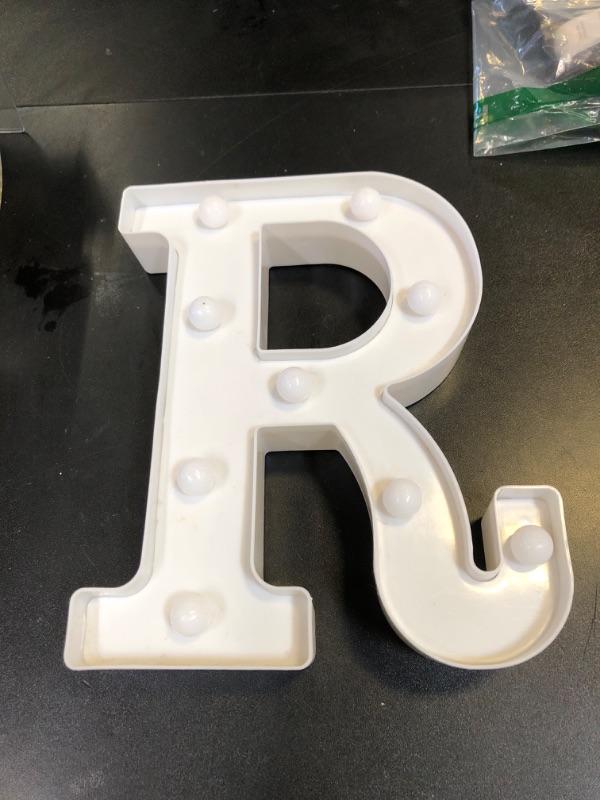 Photo 1 of DyingSwan Small Led Marquee Letters, Light Up Letters, 8.58 Inch Led Letter Lights, Battery Powered Lighted Sign for Table, Party, Birthday, Christmas Decor (Letter R)