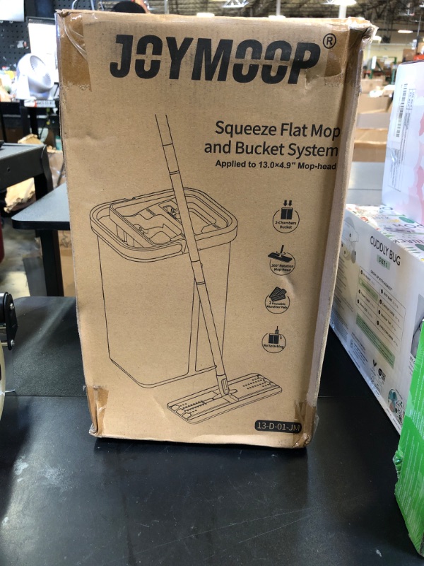 Photo 1 of JOYMOOP Mop and Bucket with Wringer Set, Hands Free Flat Floor Mop and Bucket, with 3 Washable Microfiber Pads, Wet and Dry Use, Floor Cleaning System