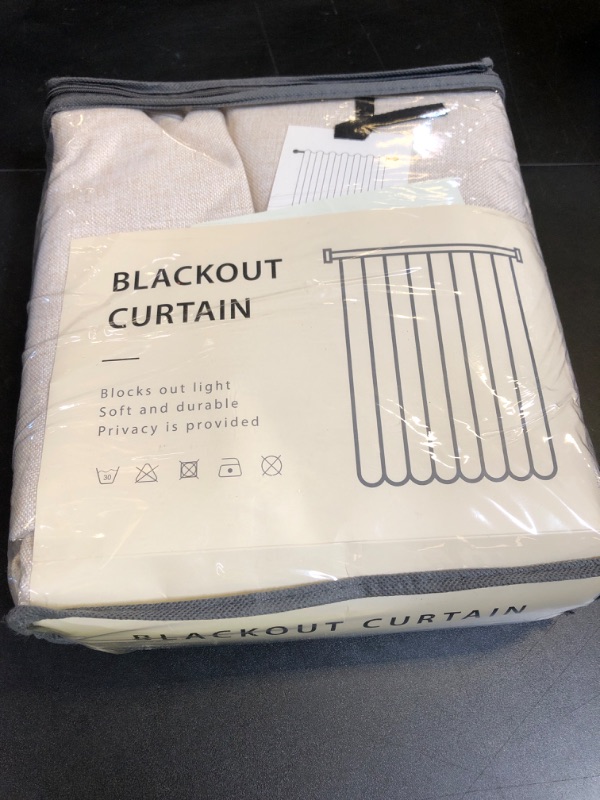 Photo 1 of 100% Blackout Shield Linen Blackout Curtains for Bedroom 96 Inches Long, Back Tab/Rod Pocket Living Room Drapes, Thermal Insulated Blackout Curtains 2 Panels Set, 50" W x 96" L,Cream