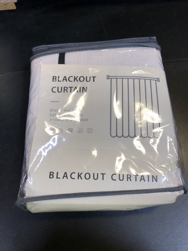 Photo 1 of 100% Blackout Shield Linen Blackout Curtains for Bedroom 96 Inches Long, Back Tab/Rod Pocket Living Room Drapes, Thermal Insulated Blackout Curtains 2 Panels Set, 50" W x 96" L,Cream