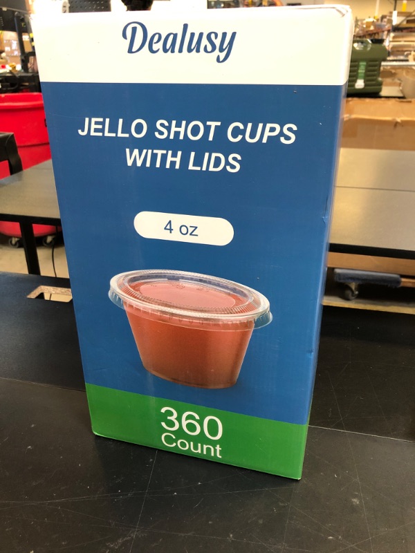 Photo 1 of Dealusy 360 Set 4 oz Jello Shot Cups with Lids, Sturdy & Food Safe Disposable Plastic Portion Condiment Dipping Sauce Cups, Small Containers for Salad Dressing