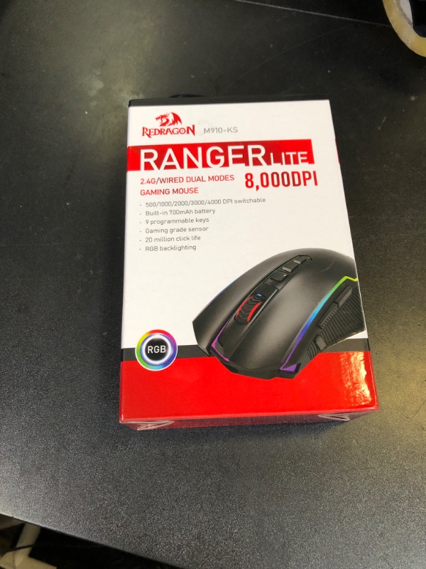 Photo 1 of Redragon Gaming Mouse, Wireless Mouse Gaming with 8000 DPI, PC Gaming Mice with Fire Button, RGB Backlit Programmable Ergonomic Mouse Gamer, Rechargeable, 70Hrs for Windows, Mac Gamer, Black
