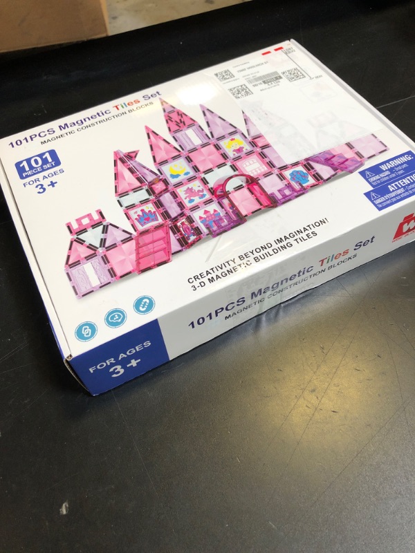 Photo 1 of W WISE BLOCK Magnetic Tiles, 101PCS Magnetic Blocks with Cars, Princess Magnet Building Tiles Construction Sets, Castle Magnet Blocks STEM Toys for Girls Kids Toddlers Ages 3 4 5 6 7 8 9+ Year Old