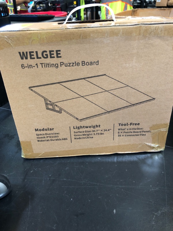 Photo 1 of WELGEE DIY Tilting Puzzle Board with 6 Modular Panels & Stand, Lightweight Portable Puzzle Table for Adults & Seniors, Customizable Puzzle Accessory Only 3.5 lbs (White)