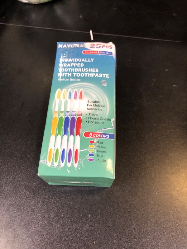 Photo 1 of Navona 25 PCS Disposable Toothbrush with Toothpaste Bulk, Travel Toothpaste, Bulk Toothpastes, Individually Wrapped Bulk Toothbrush, Ergonomics Handle,Medium Soft Bristle, Perfect for Travel, Hotel