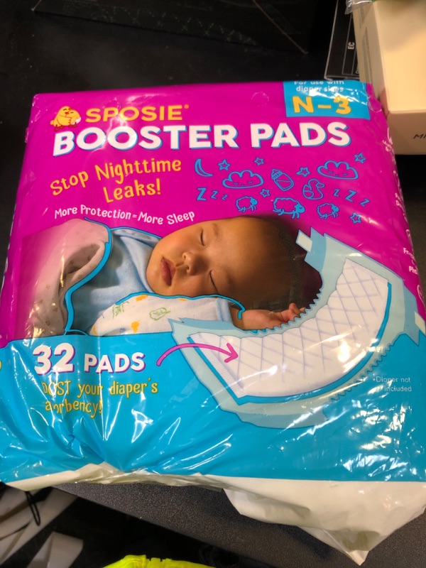 Photo 1 of Sposie Booster Pads, Stop Overnight Diaper Leaks, Fits sizes Newborn 1 2 3, No Adhesive for Sensitive Skin, 32 ct
