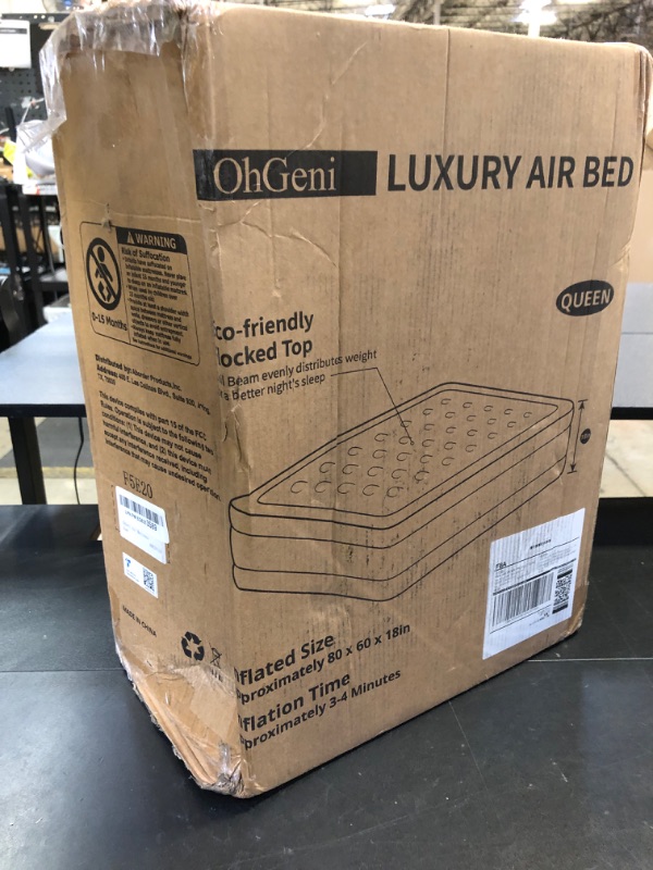 Photo 1 of OhGeni Queen Air Mattress with Built in Pump, Inflatable Blow Up Mattress 18 Raised Comfort,Upgraded Surface Portable Mattress, Air Bed for Camping, Home and Guest, Colchone Inflable, 650 lbs Max