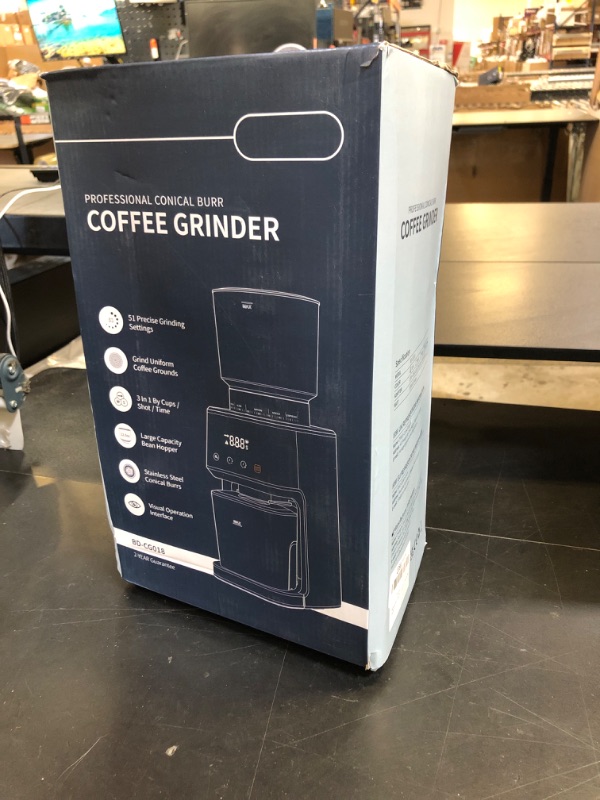 Photo 1 of SHARDOR Conical Burr Espresso Coffee Grinder Electric with Precision Timer 2.0, Touchscreen Adjustable Burr Mill with 51 Precise Settings for Home Use, Anti-static, Stainless Steel
