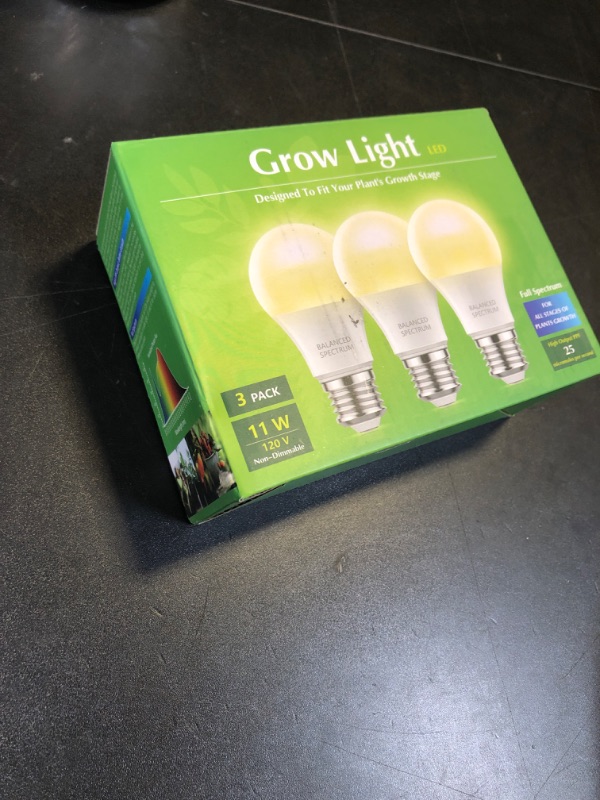 Photo 1 of Briignite LED Grow Light Bulbs, Full Spectrum, Plant Light Bulbs E26 Base, 11W, 100W Equivalent, 3Pack