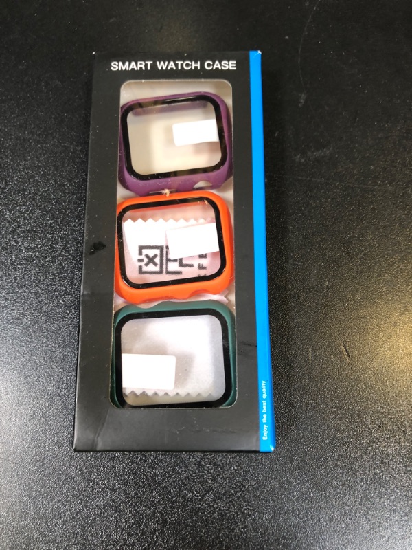 Photo 1 of XFEN 3 Pack Multi-Color Cases with Tempered Glass Screen Protector for Apple Watch Series 6/5/4 SE(2nd Gen) 40mm, Pine Green + Orange + Dark Purple, Smooth Touch, Easy Installation, Full Screen Shield, High Protection