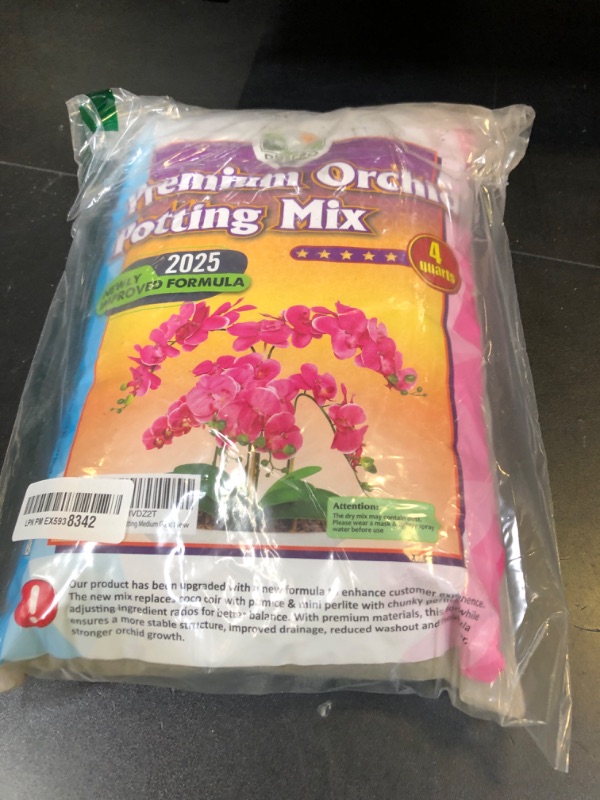 Photo 1 of [Upgraded] DUSPRO Orchid Potting Mix for Repotting with Forest Moss, Pine Bark, Perlite & Pumice, Orchid Bark Potting Mix,Orchid Repotting Soil, Drainage Indoor Potting, Orchid Pot Not Included, 4 QT