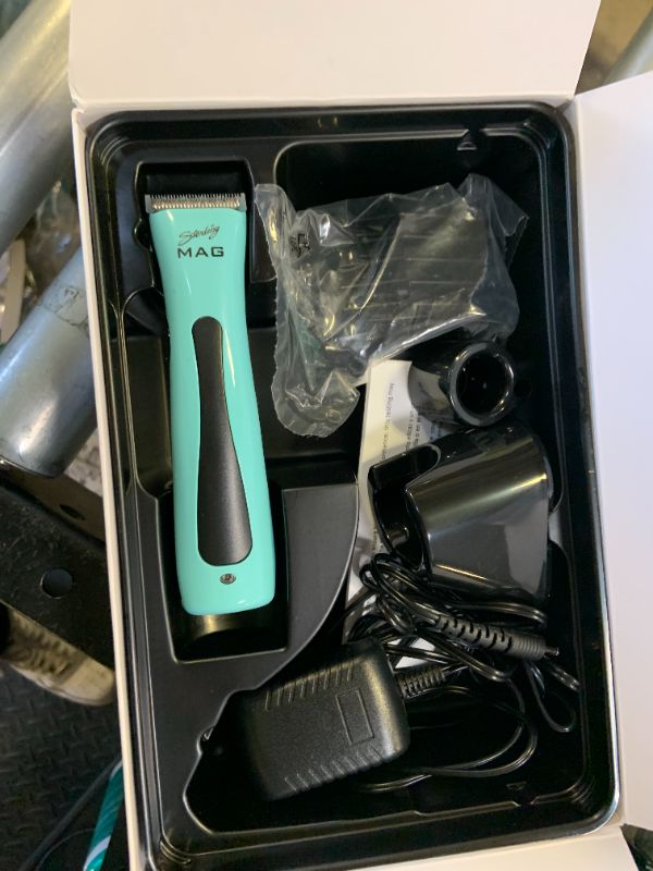 Photo 1 of Wahl Professional Sterling MAG Cordless Trimmer, LE Black and Aqua, Lithium Ion, Quick-Detach Blade, 120 Minute Run Time, Includes Charging Stand