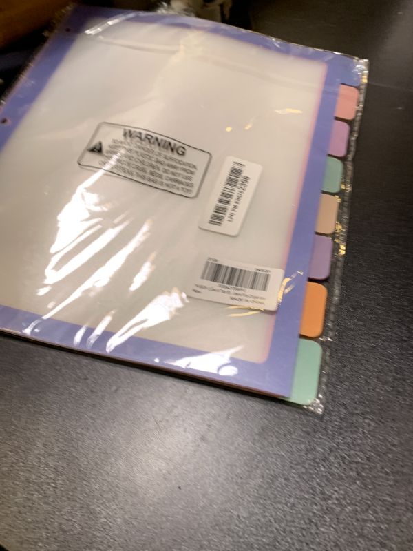 Photo 1 of HABGP 2 Set 8 Tab Binder Dividers for 3 Ring, Plastic Binder Dividers with Tabs Letter Size Multicolor, Pastel Colors 3 Hole Punch Clear Page Folder Dividers File Organizer