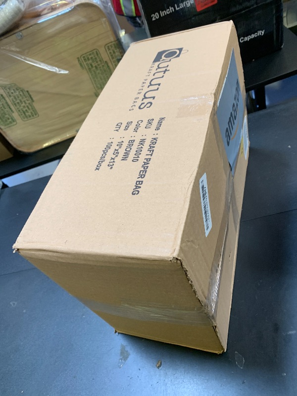 Photo 1 of Qutuus 10x5x13 Kraft Paper Bags 100 Pcs Kraft Shopping Bags, Paper Gift Bags for Retail, Merchandise, Recycled Bulk Paper Sacks, Brown Paper Bags with Handles Bulk