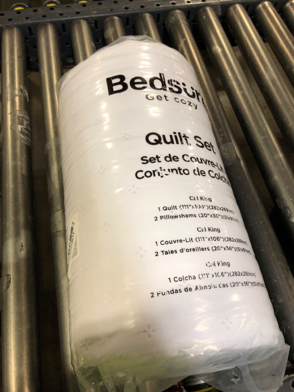 Photo 1 of Bedsure California King Quilt Set - Ultra Soft Quilt Bedding Set for White Bedroom Decor, Lightweight All-Season California King Comforter with 2 Pillow Shams, White Bedspread Coverlet 111x106 Inch