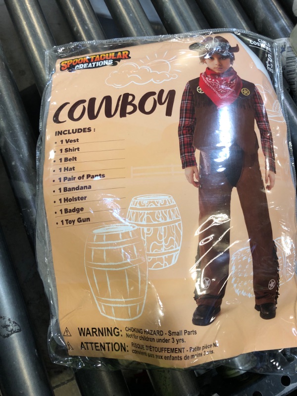 Photo 1 of Spooktacular Creations Halloween Cowboy Costume for Boys, Kids Brown Western Costume, Child Deluxe Cowboy Outfit Set for Toddler Halloween Dress-up, RolePlay Themed Party (Small, 5-7 yrs)