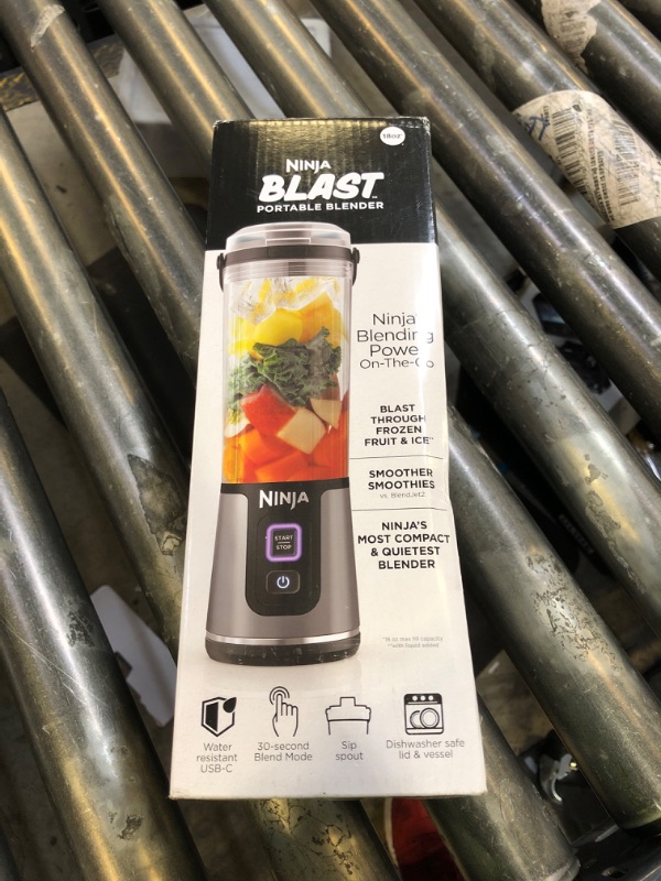 Photo 1 of Ninja BC151BK Blast Portable Blender, Cordless, 18oz. Vessel, Personal Blender-for Shakes & Smoothies, BPA Free, Leakproof-Lid & Sip Spout, USB-C Rechargeable, Dishwasher Safe Parts, Black