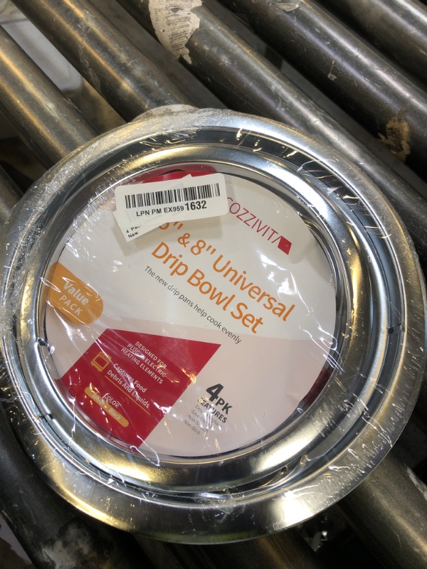 Photo 1 of 4 Pack Chrome Drip Pans, Compatible with Whirpool Kenmore Frigirate Stove Top Drip Bowls. Include 2 Pcs 6'' Range Replacement Drip Pans and 2 Pcs 8 '' Cooktop Drip Pans