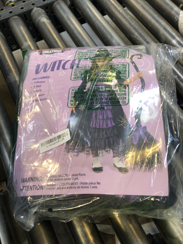 Photo 1 of Spooktacular Creations Halloween Fairytale Witch Dress for Kids, Girls Cute Witch Costume Deluxe Set with Broom for Toddler Halloween Role Play Parties, Purple (S 5-7yrs)