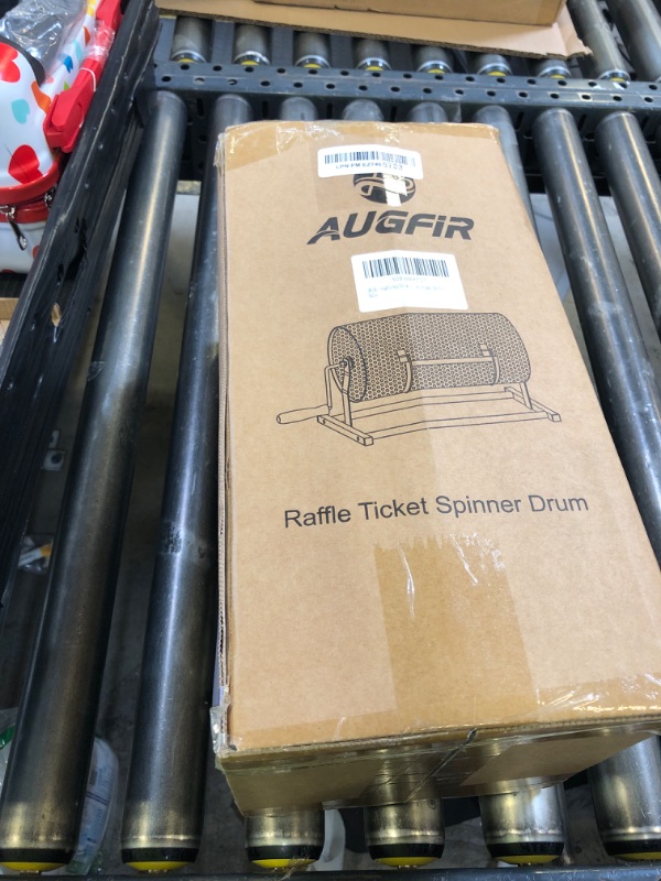 Photo 1 of AugFir Raffle Drum, Heavy Duty Raffle Ticket Spinner Cage with Wooden Silent Design Turning Handle, Thickened Raffle Ticket Box for Lottery Games, Bingo, Raffle Balls