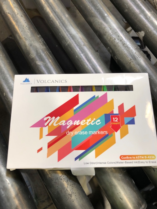 Photo 1 of Volcanics Magnetic Dry Wipe Pens Dry Erase Markers With Eraser Cap Low Odor Fine Tip Whiteboard Pens Pack of 12,10 Colors
