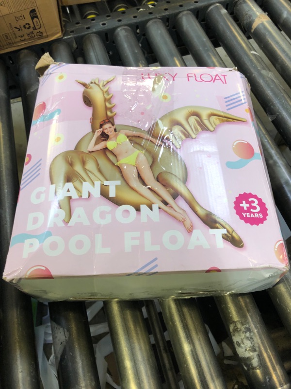 Photo 1 of Giant Inflatable 103" Golden Dragon Pool Float - Luxy Float