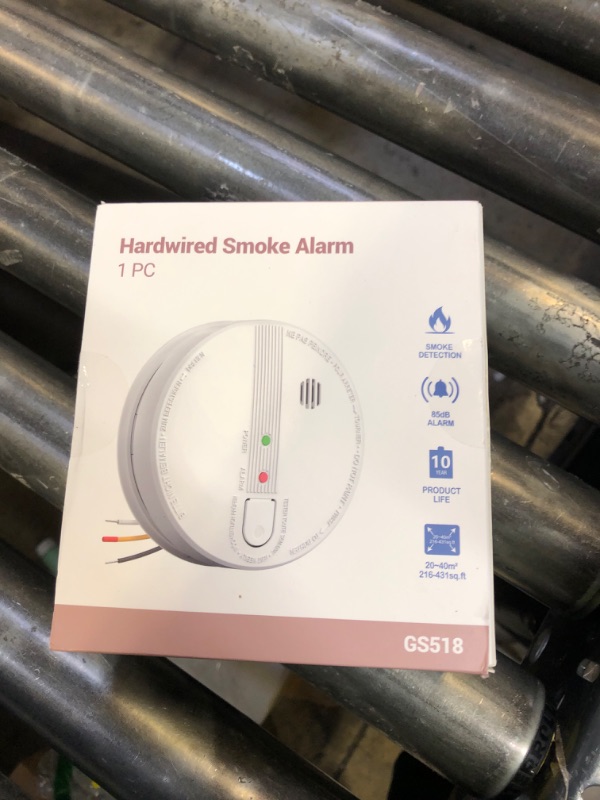 Photo 1 of Detector, Hardwired Interconnected Smoke Detectors, Smoke Alarm with Replaceable 9V Battery, Interconnects Up to 12 Fire Alarms Smoke Detectors, Fire Alarm with Test/Silence Button, 1Pack