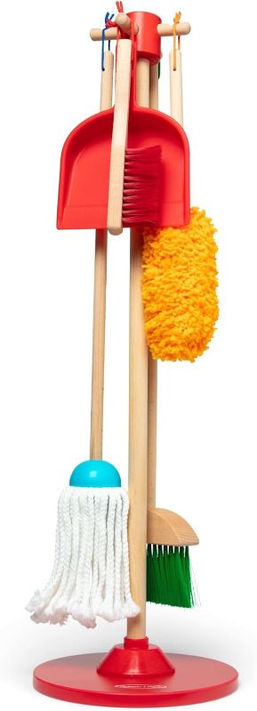 Photo 1 of Melissa & Doug Dust Sweep Mop 6-Piece Pretend Play Set, Toddler Toy Cleaning, Pretend Play Home Cleaning, Kids Broom and Mop Set for Ages 3+

