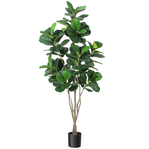 Photo 1 of  Artificial Ficus Lyrata Plants Trees In Pot, Tall Fiddle Leaf Fig Trees for Indoor Outdoor Decor


