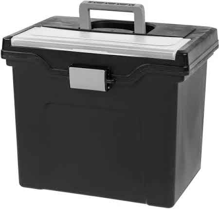 Photo 1 of IRIS Portable Letter Size File Box with Organizer Lid