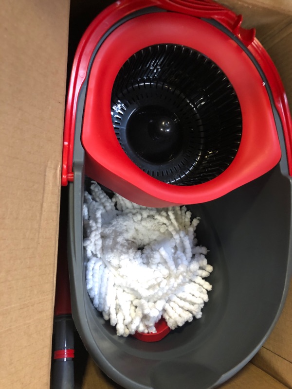 Photo 1 of O-Cedar EasyWring Microfiber Spin Mop, Bucket Floor Cleaning System, Red, Gray, Standard