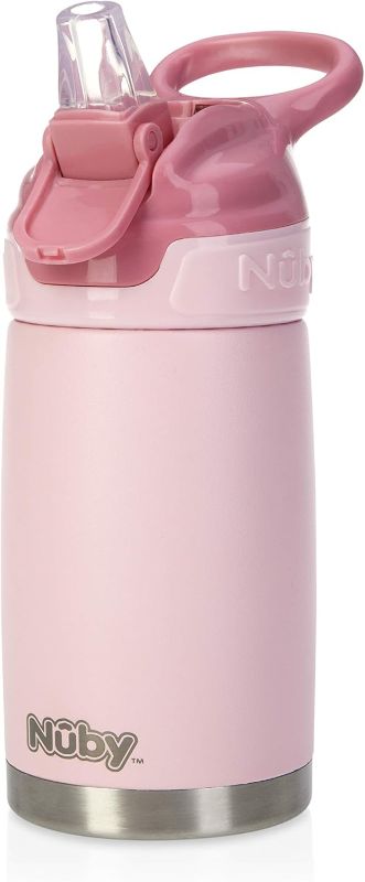 Photo 1 of Nuby Thirsty Kids No Spill Flip-It Reflex Stainless Steel Travel Cup or Water Bottle - 10 Oz - 18+ Months - Pink - Back to School Essentials
