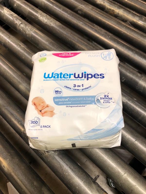 Photo 1 of WaterWipes Sensitive+ Newborn & Baby Wipes, 3-In-1 Cleans, Cares, Protects, 99.9% Water, Unscented & Hypoallergenic, 300 Count (5 Packs)