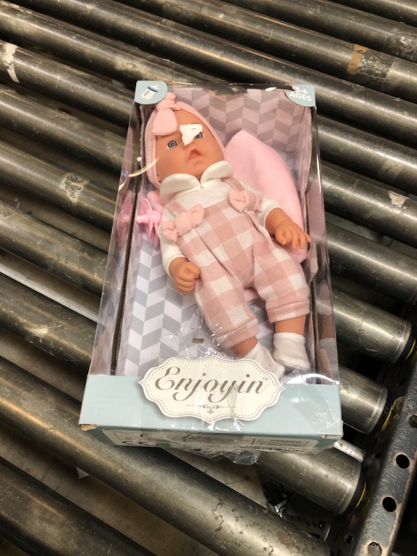 Photo 1 of Enjoyin 12'' Baby Doll in Gift Box with Pink Cloths, Pacifier, 13''x13'' Microfabric Blanket, and Feeding Bottle. Gift Idea for Ages 3+
