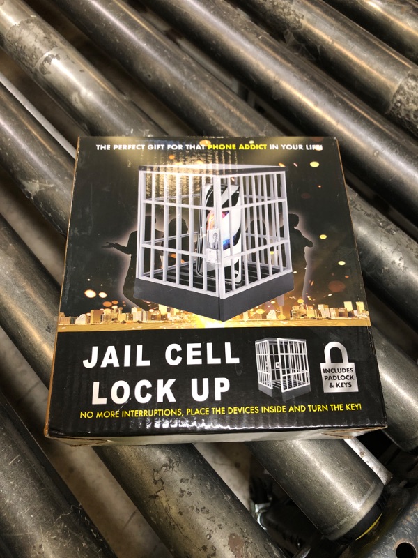 Photo 1 of SANIDIKA Sturdy Cell Block Cell Phone Jail with Lock and Keys,Smartphone Stand Holders Classroom Home Table Office Storage Gadget -Family Time, Party Fun Novelty Gift Idea (Black)
