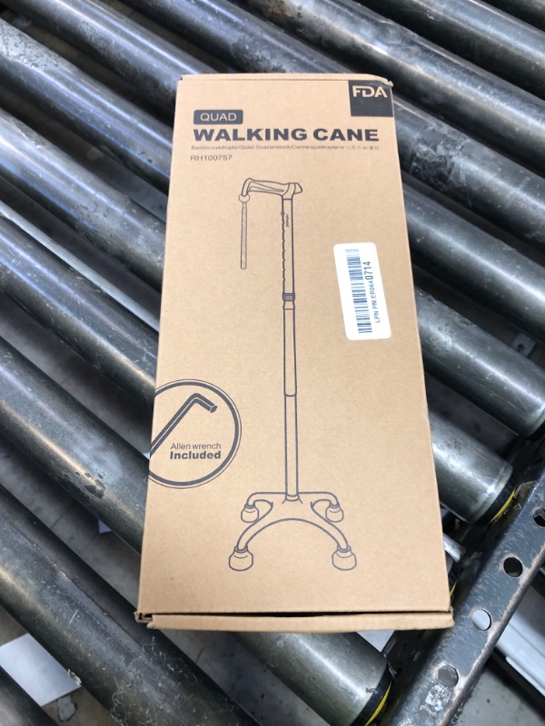 Photo 1 of REHAND Quad Cane, Foldable Walking Cane for Men & Women with 4-Pronged Base for Extra Balance & Stability-Adjustable, Lightweight, Collapsible, Walking Stick for Right or Left Handed Seniors & Adults