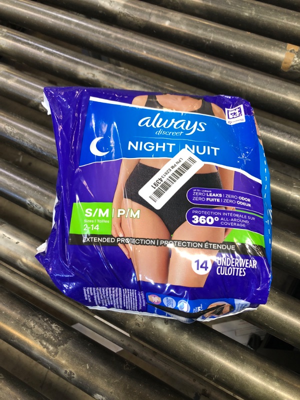 Photo 1 of Always Discreet Adult Incontinence Overnight Underwear for Women, Small/Medium, Up to 100% Bladder Leak Protection, 14 Count