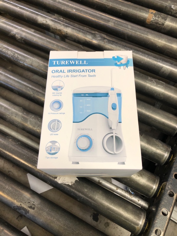 Photo 1 of TUREWELL FC162 Water Dental Flosser for Teeth/Braces,10 Pressure Levels, 8 Water Jet Tips for Family, 600ML Electric Water Dental Oral Irrigator for Teeth Clean (White)