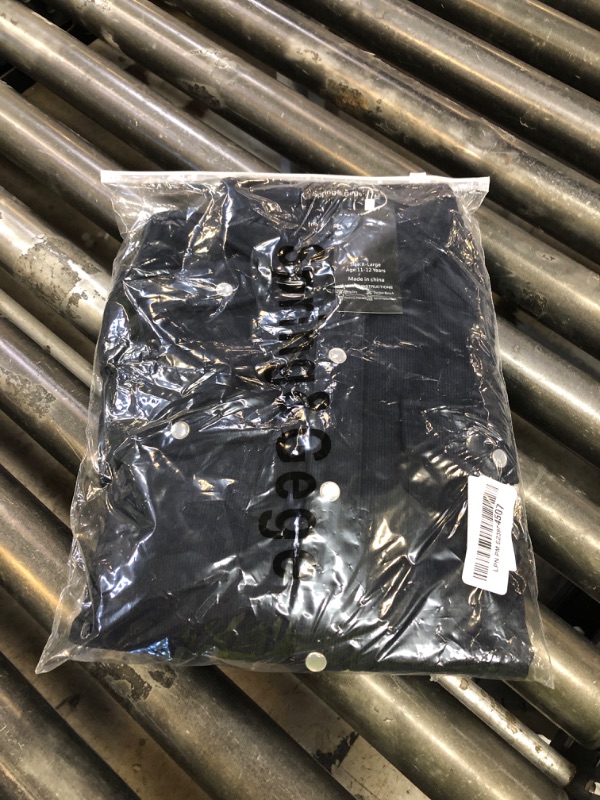 Photo 1 of Spring&Gege Boys Long Sleeve Corduroy Shirts Western Pearl Snap Shacket with Flap Pockets, Navy Blue, Size 11-12 Years