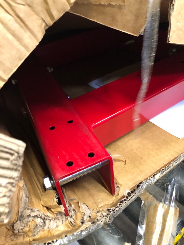 Photo 1 of 2-Ton Folding Engine Hoist Cherry Picker 4400 Lb Capacity Hydraulic Shop Crane with Telescoping Boom 6 Caster Wheels for Automotive Repair Garage Use Includes Hitch and Storage Stand Red