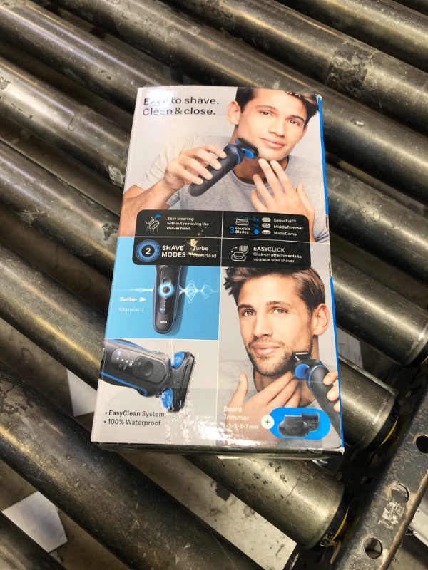 Photo 1 of Braun Electric Shaver for Men, Series 5 5120s, Wet & Dry Shave, Turbo Shaving Mode, Foil Shaver, Engineered in Germany, with Beard Trimmer & Attachments, Blue