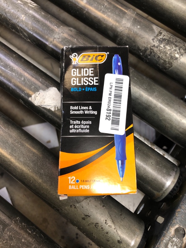 Photo 1 of BIC Glide Bold Blue Ballpoint Pens, Bold Point (1.6mm), 12-Count Pack, Retractable Ballpoint Pens With Comfortable Full Grip