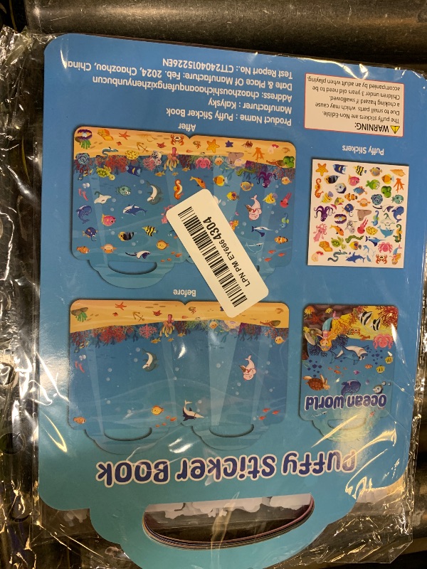 Photo 1 of Kalysky 6Set Puffy Sticker Books for Kids 2-4, 3D Reusable Stickers Books for Toddlers 1-3,2-4,Farm+Animal+Dinosaurs+Ocean World+Space+Vehicle