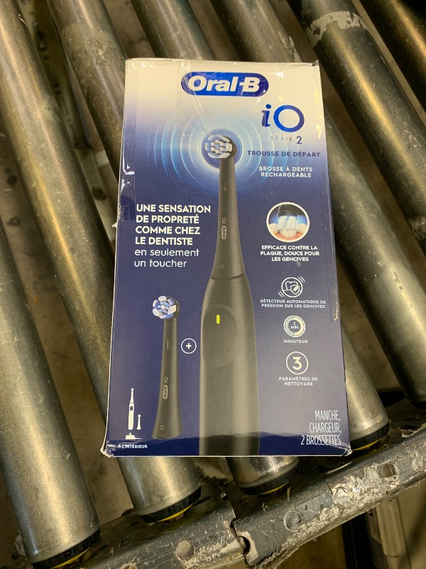 Photo 1 of Oral-B iO Series 2 Rechargeable Electric Powered Toothbrush Starter Kit, Night Black with 2 Brush Heads - Automatic Pressure Sensor to Protect Gums - 3 Modes - 2 Min Timer
