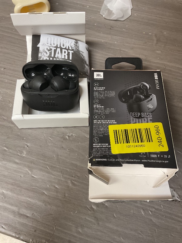 Photo 1 of JBL Vibe Beam - True Wireless JBL Deep Bass Sound Earbuds, Bluetooth 5.2, Water & Dust Resistant, Hands-free call with VoiceAware, Up to 32 hours of battery life (Black)